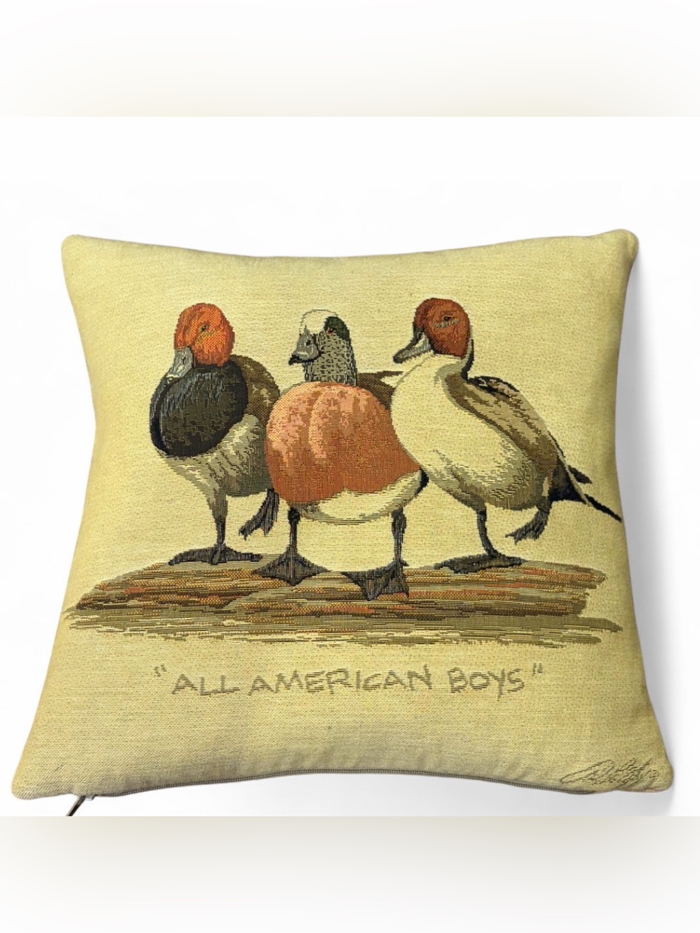 All American Boys Duck English Tapestry Styl Throw Pillow Feather Insert Cushion